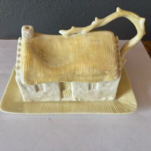 Belleek cottage vintage collectible Parian China Butter/cheese dish